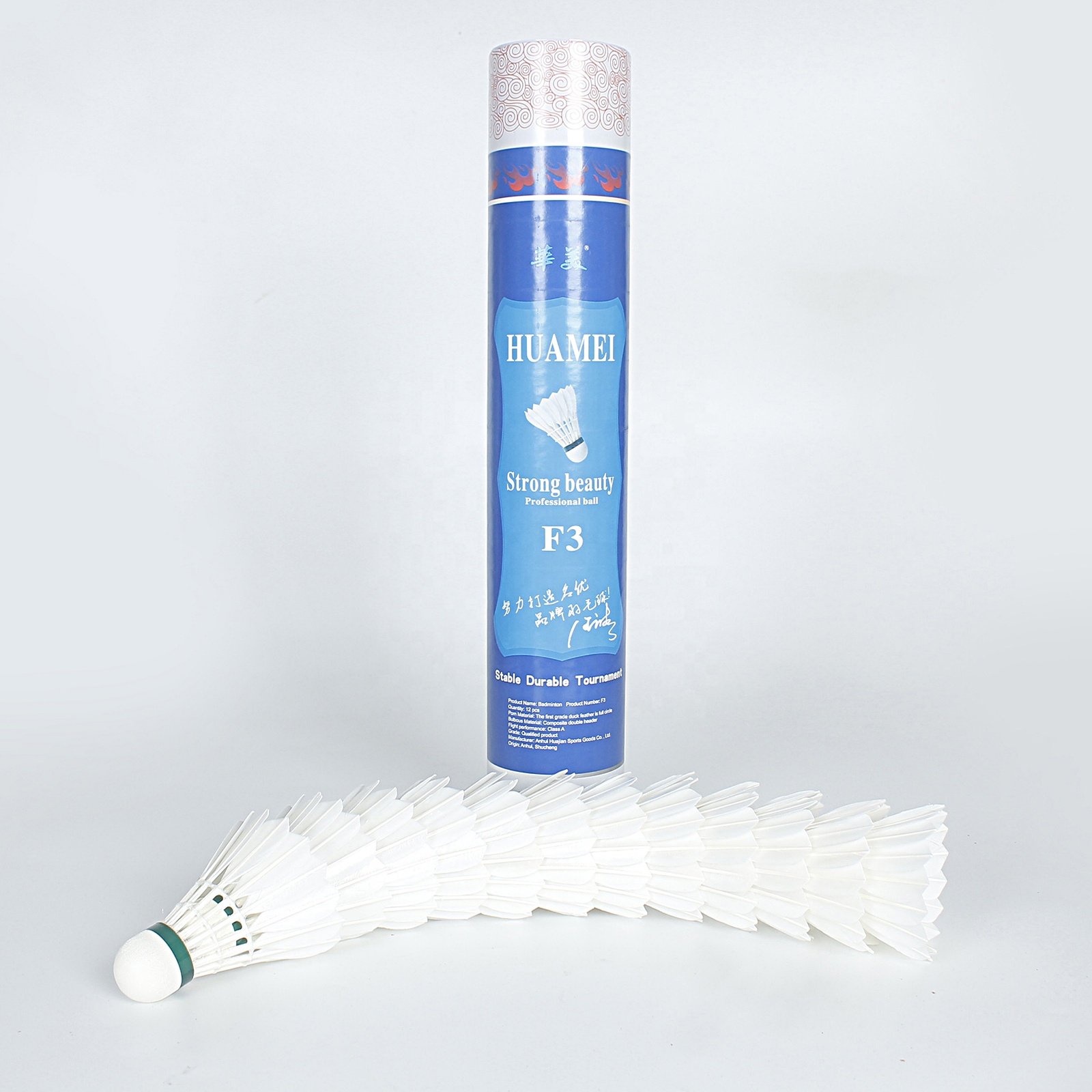 12 White Stable Badminton Shuttlecock With First Grade Duck Feather