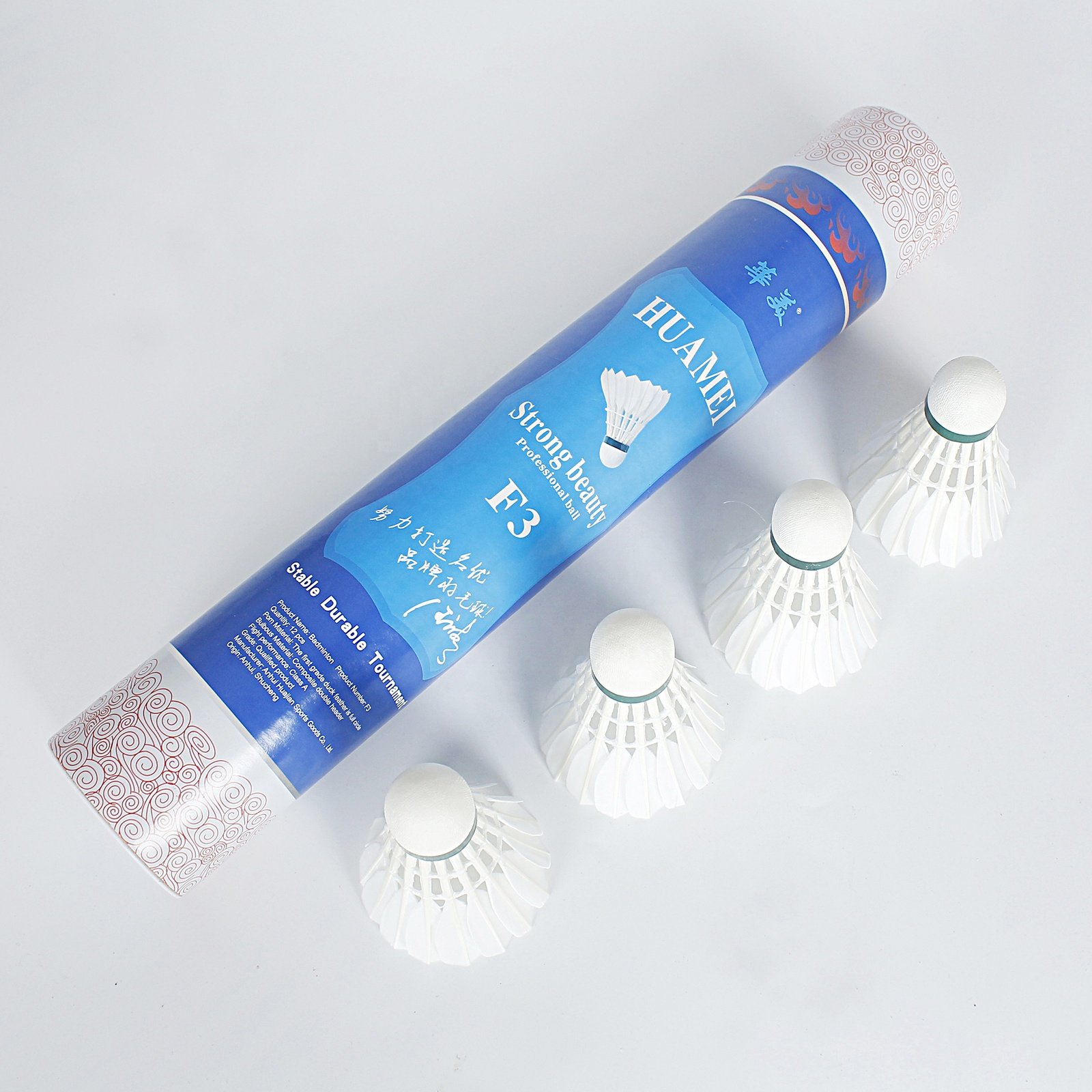 12 White Stable Badminton Shuttlecock With First Grade Duck Feather