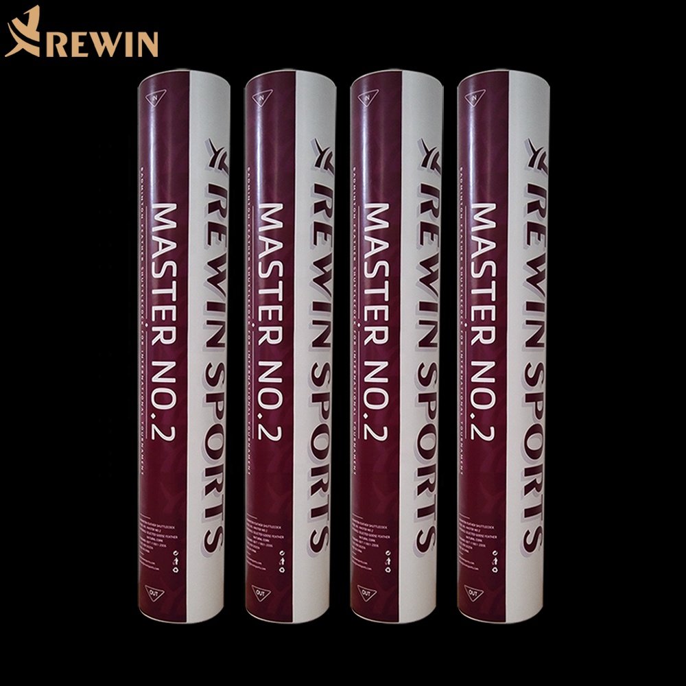 M2 Hot Sale 3 Layers Natural Cork Pure White Badminton Shuttle 100% Goose Feather Shuttlecock For Professional Tournament