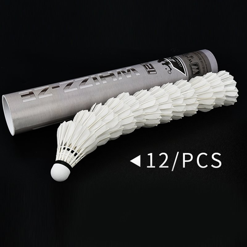 High quality 12pcs/tube durable white color goose feather shuttlecock