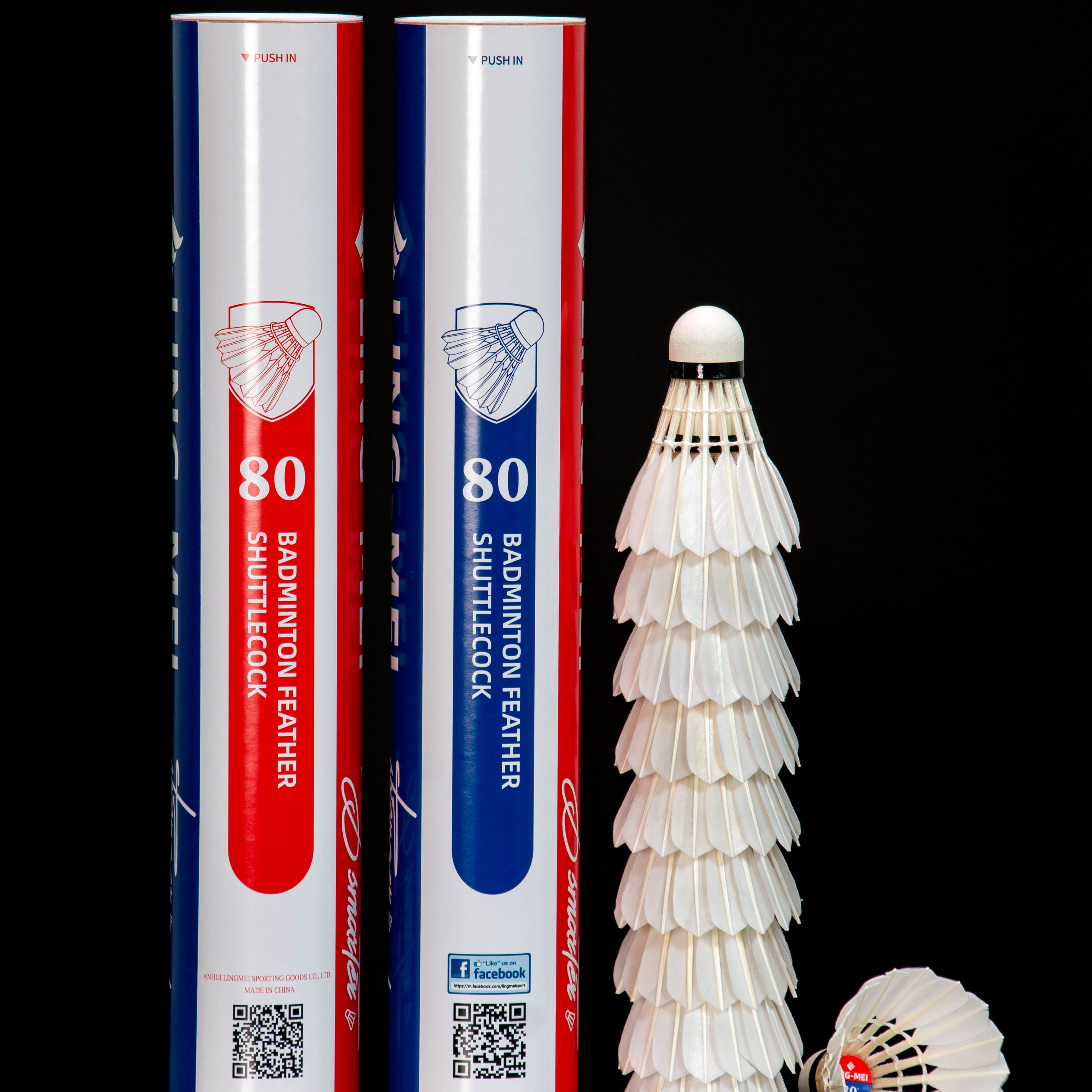 Lingmei 80 Top Quality Goose Feather Badminton Shuttlecock Ball for Professional Tournament Best Durability 12pcs shuttle cock