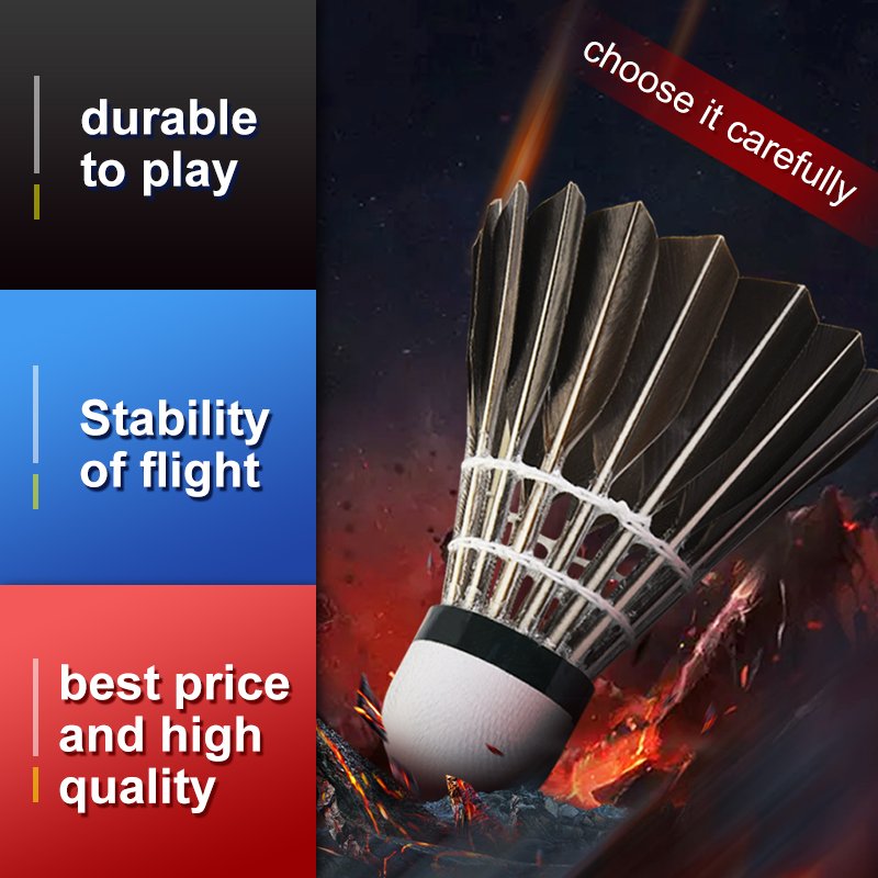 new development warrior 7 Badminton Shuttlecock oem Super Quality black color Goose Feather Badminton Shuttlecocks