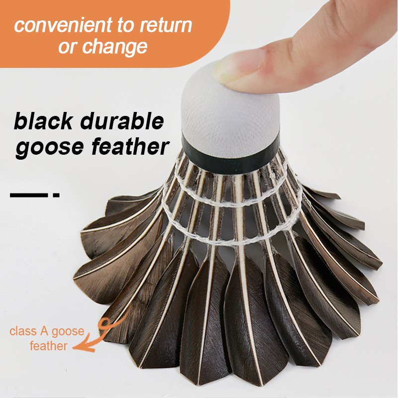 new development warrior 7 Badminton Shuttlecock oem Super Quality black color Goose Feather Badminton Shuttlecocks