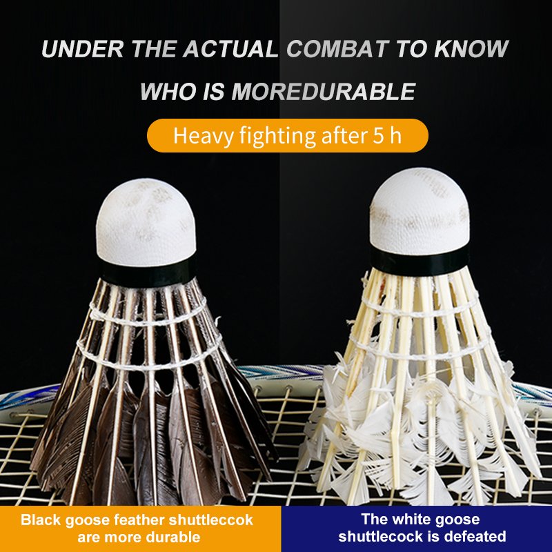 new development warrior 7 Badminton Shuttlecock oem Super Quality black color Goose Feather Badminton Shuttlecocks