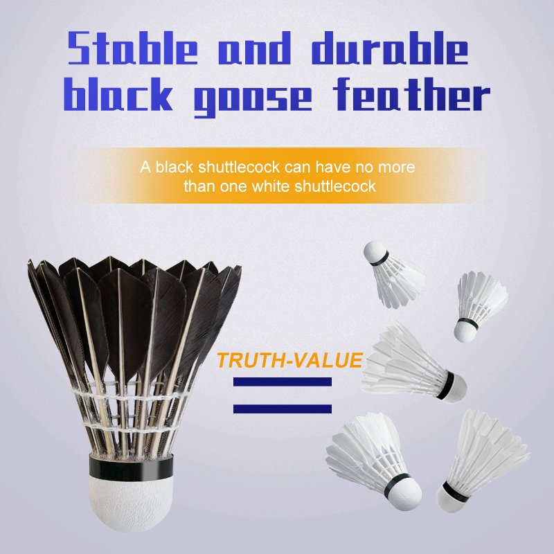 new development warrior 7 Badminton Shuttlecock oem Super Quality black color Goose Feather Badminton Shuttlecocks