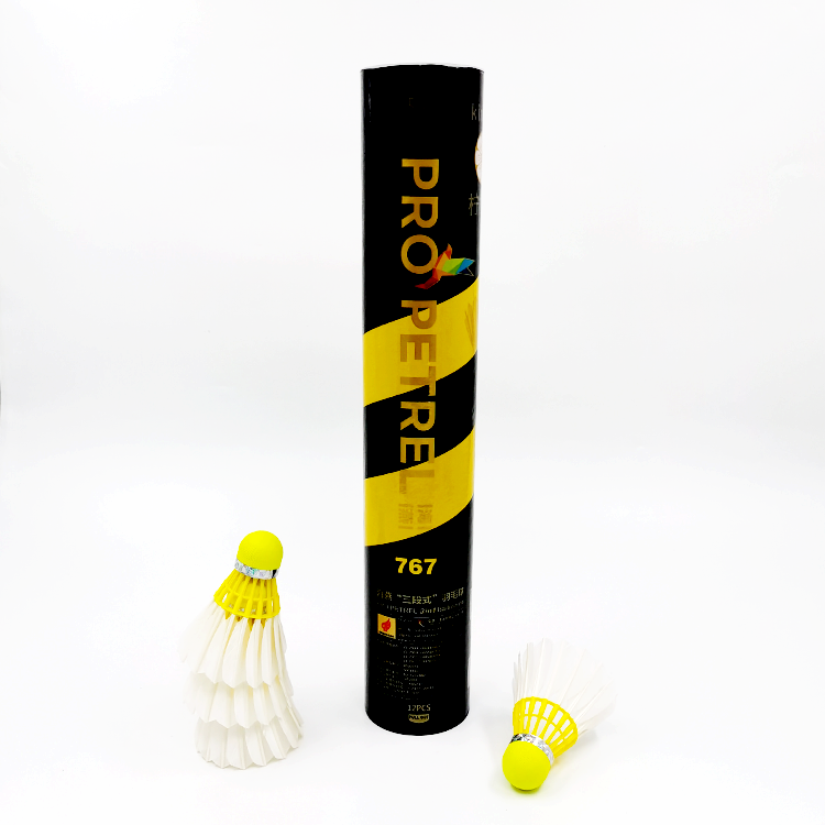 3 in 1 Hot Seller Pro Petrel 767 Club Training Promotional fluorescent yellow PU cork feather Badminton Shuttlecock