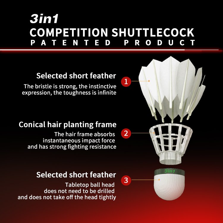 12 Pcs Goose Feather Badminton Shuttlecocks 3 in 1 Technology Double Durability Excellent for Beginners and Training