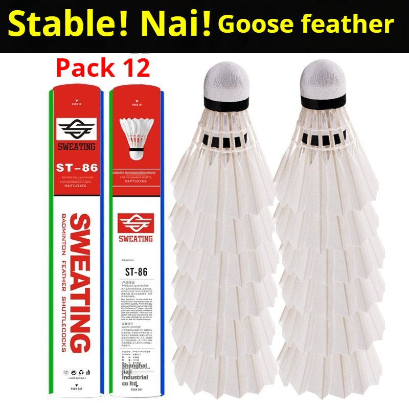 Pro 3in1 Badminton Shuttlecocks Black Goose Big Sword Hair with Stable and Resistant Ball Training Cork Head Class a Model 12pcs