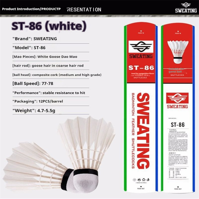 Pro 3in1 Badminton Shuttlecocks Black Goose Big Sword Hair with Stable and Resistant Ball Training Cork Head Class a Model 12pcs