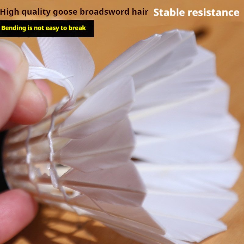 Pro 3in1 Badminton Shuttlecocks Black Goose Big Sword Hair with Stable and Resistant Ball Training Cork Head Class a Model 12pcs