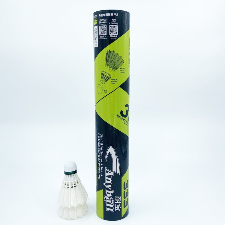 Professional factory of badminton shuttlecocks duck feathers Anyball brand 3in1 shuttlecocks outdoor play