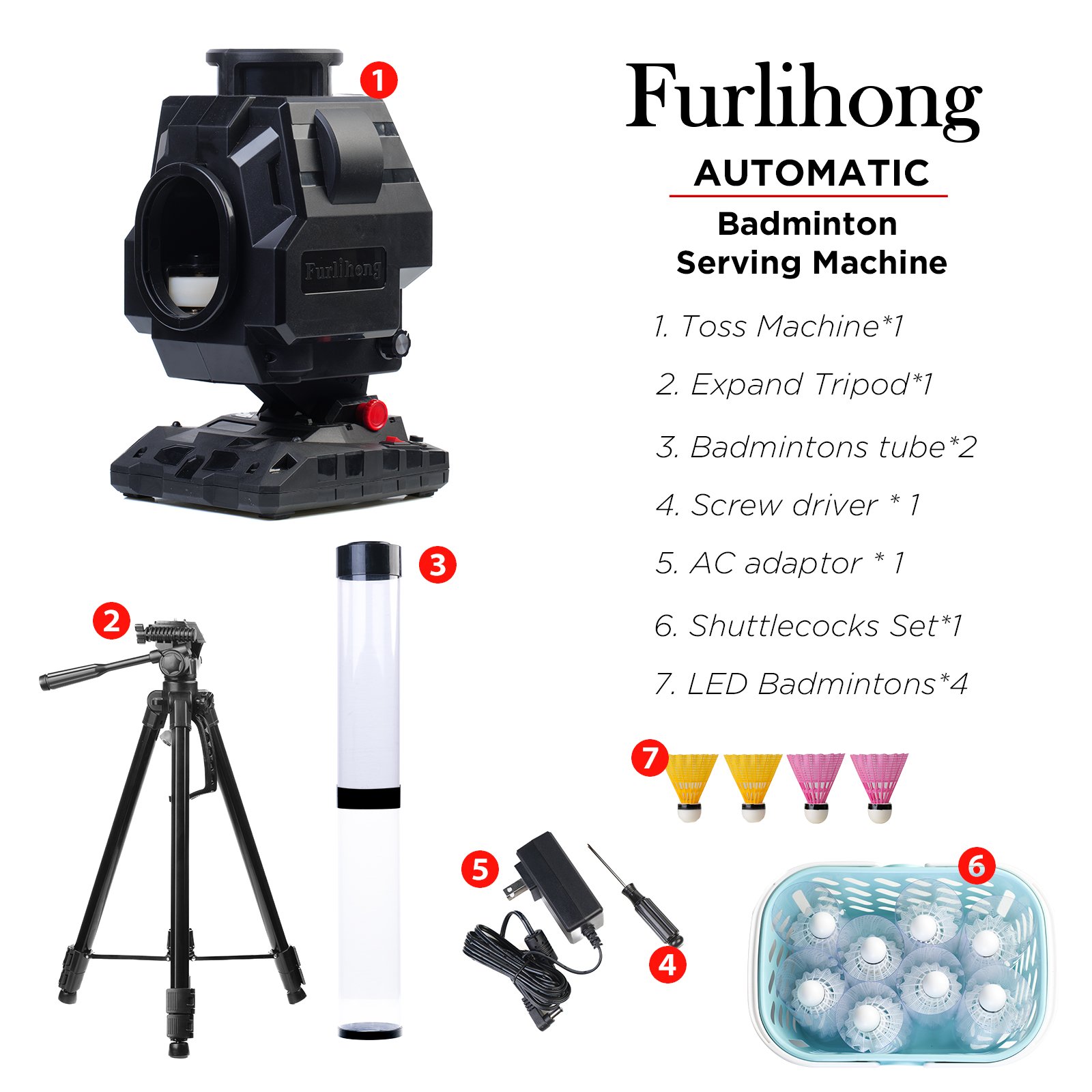 Furlihong 13803BH Badminton Pitching Machine Set,