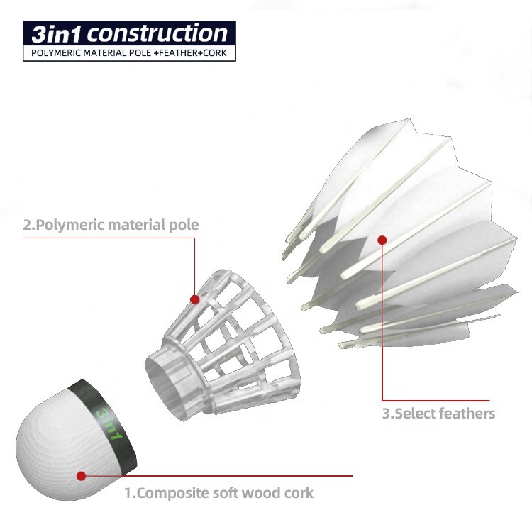 Top Grade Goose Feather Badminton Shuttlecock For Professional Tournament 3in1 D45 Shuttlecock Goose Feather