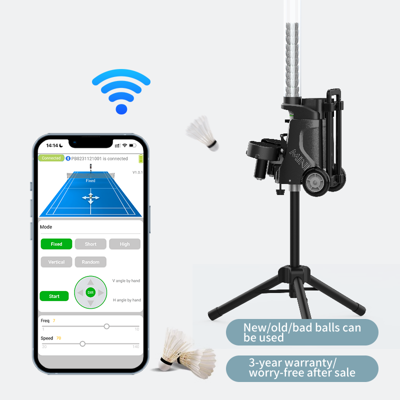 Skyegle Mini Remote Control Intelligent Badminton Stringing Machine Shuttlecock Launcher With Moving Wheels