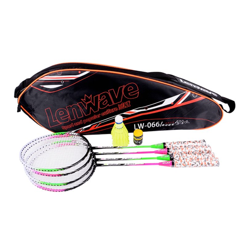 Badminton Rackets Set of 4 for Outdoor Backyard Games, Including 4 Rackets, 3 Shuttlecocks, 2 Replacement Grip Tapes 1 bag
