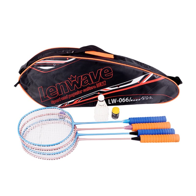 Badminton Rackets Set of 4 for Outdoor Backyard Games, Including 4 Rackets, 3 Shuttlecocks, 2 Replacement Grip Tapes 1 bag