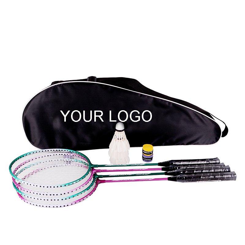 Badminton Rackets Set of 4 for Outdoor Backyard Games, Including 4 Rackets, 3 Shuttlecocks, 2 Replacement Grip Tapes 1 bag