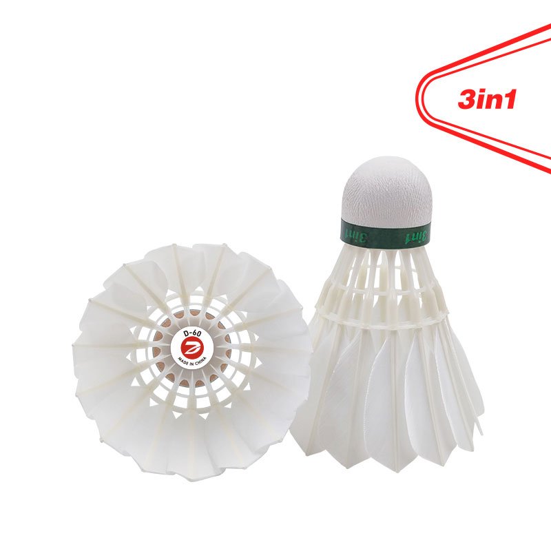 High Quality Dmantis 3in1 Badminton D60 Shuttles Super Durable Natural Feather Shuttlecock For Training and Competition