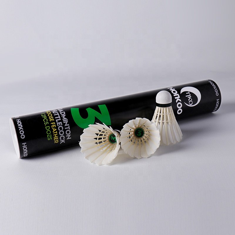 Wholesale Honkoo Badminton Shuttlecock Super Durable Class B Goose Feather Shuttlecocks For Tournament 12pcs Shuttle Cock