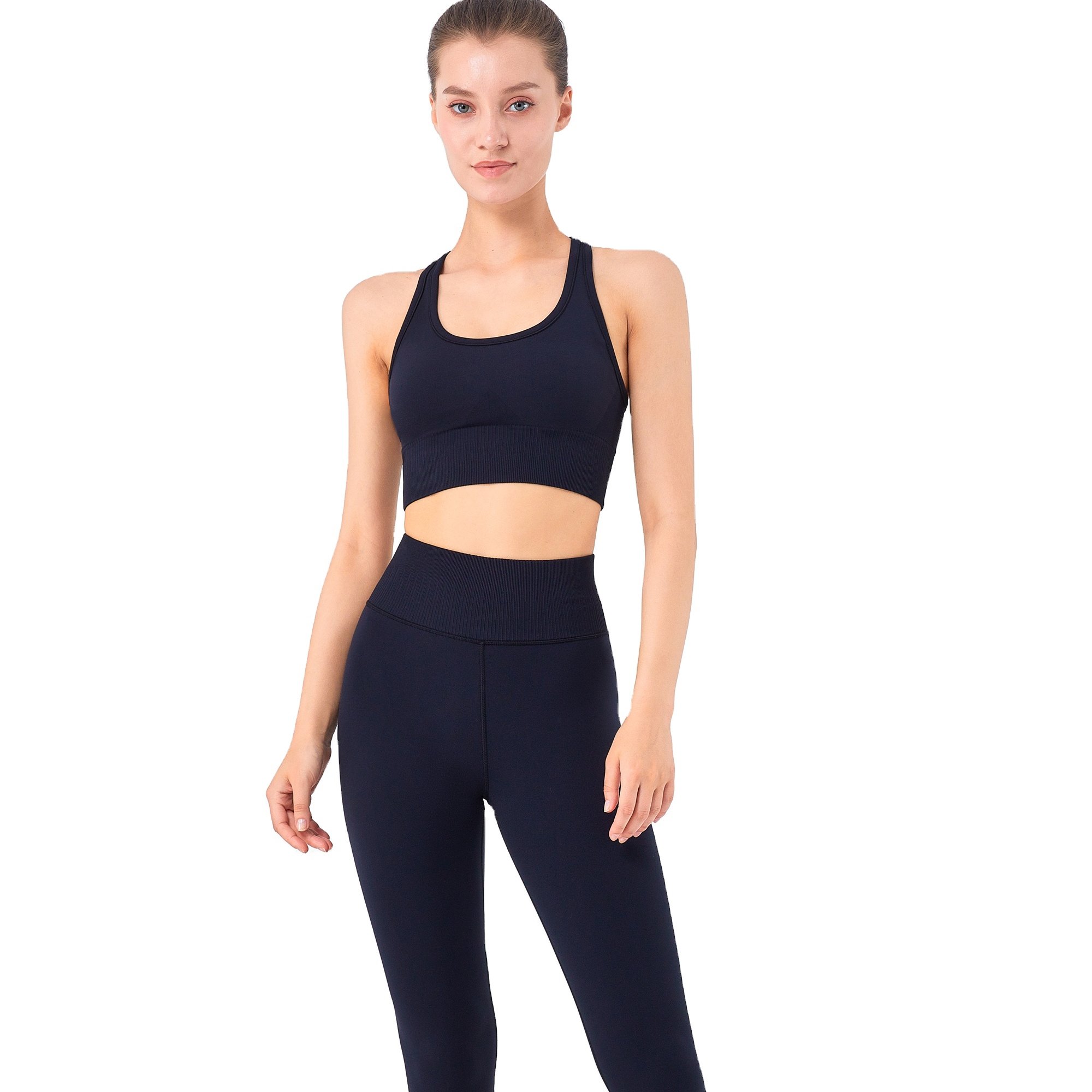 New Yoga Fitness Suit Women's Shock-proof Underwear High-waisted and Hip-lifting Exercise Tights Print Pattern Sets 4 Colors