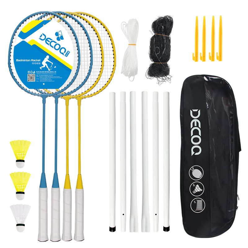 Professional 4 Player Sport Badminton Racket Tennis Set Offense Iron Racquet Grip Light Shuttlecock Nets Soft Hardness Cover