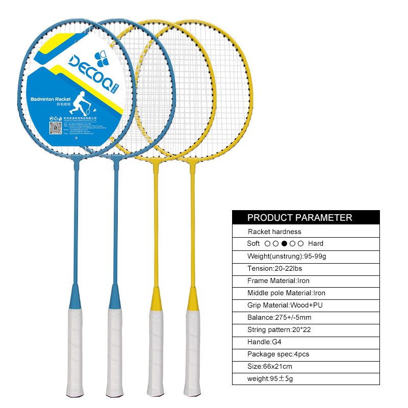 Professional 4 Player Sport Badminton Racket Tennis Set Offense Iron Racquet Grip Light Shuttlecock Nets Soft Hardness Cover