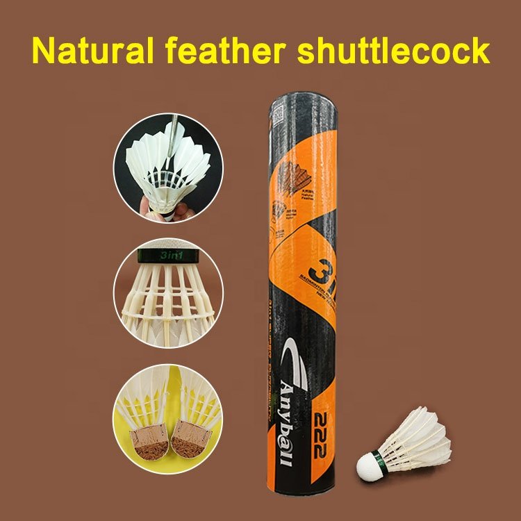 Badminton Shuttlecock 3 in 1 PU Cork High Level Natural Flex Feather Accept Customized Shuttlecock 3in1 222 Anyball Negotiable
