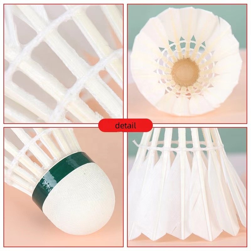 Hot Selling Goose Feather Badminton Shuttlecock 12pcs Top Badminton for Flying and Tying Washed Pattern