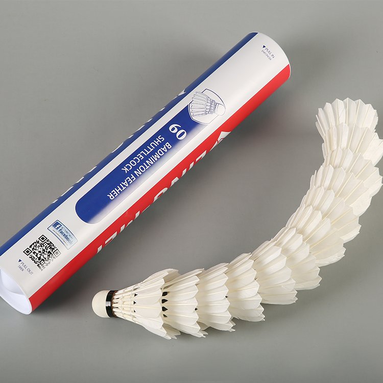 Lingmei brand super durable 12pcs tube goose feather shuttlecock badminton