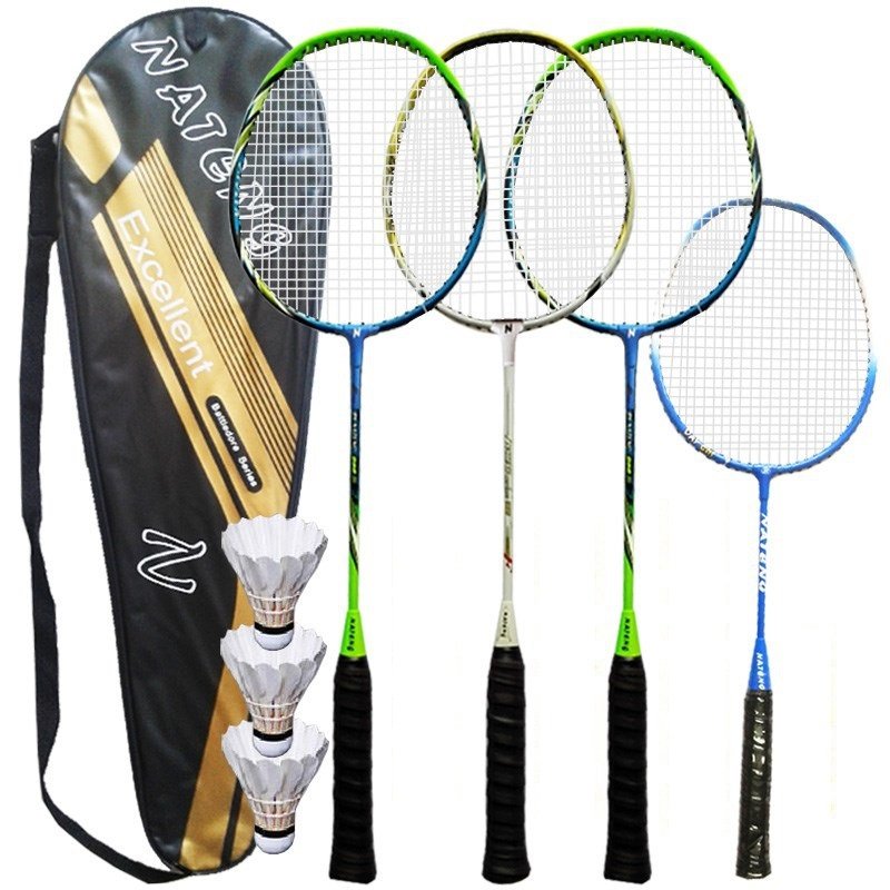 Badminton Combo Game Set Beach Kids Volleyball Shuttlecock Products Family PU Aluminum Lightweight Aluminium Alloy Rackets 2 Set