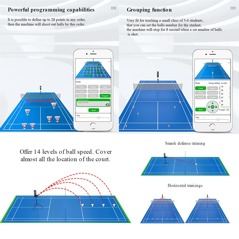 2023 Hot Sales Badminton Serving Machine For Training Practice with APP Remote Control, PUNSUN PB-6001