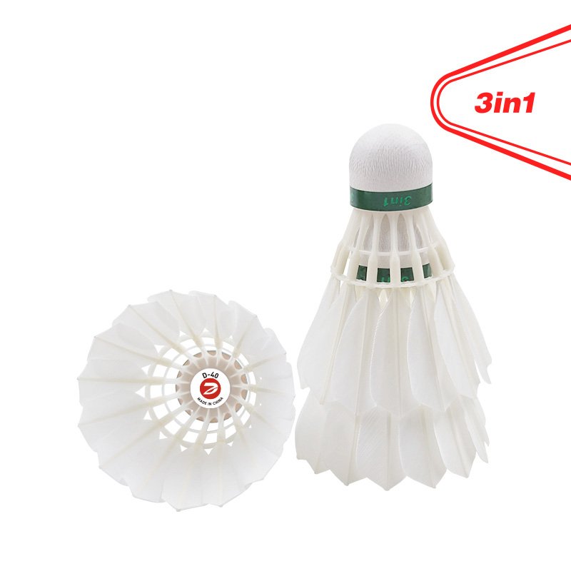 D40 Wholesale Durable Duck Feather Badminton Shuttlecock 3in1 shuttlecock Customization Logo Brand