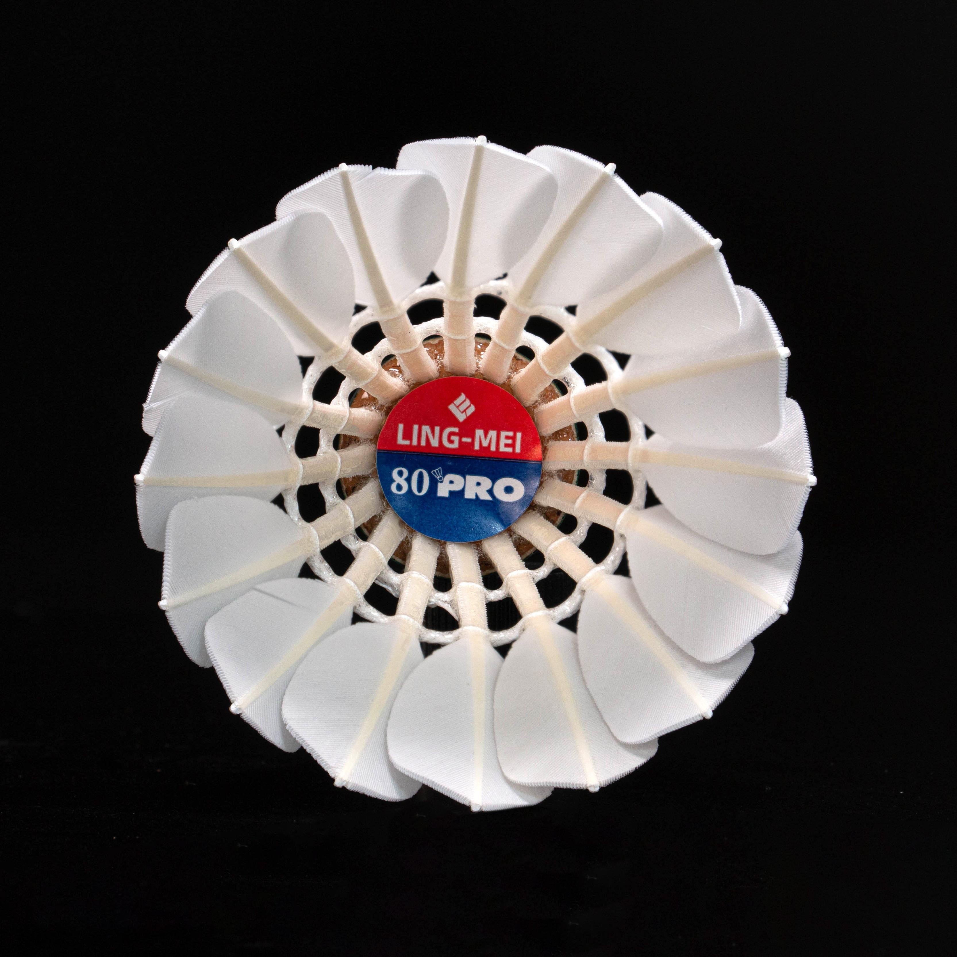 High quality 12pcs/tube durable white color goose feather badminton shuttlecock Lingmei 80PRO