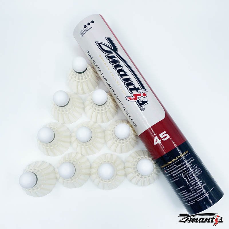 Dmantis D45 High Quality Goose Feather 3 in 1 Hybrid Shuttlecock Shuttle Cork Badminton Ball