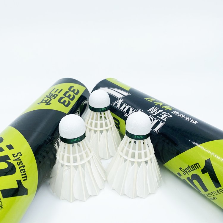 Anyball Brand 333 Durable Badminton Shuttle Training 3in1 Natural Feather Hybrid Shuttlecock