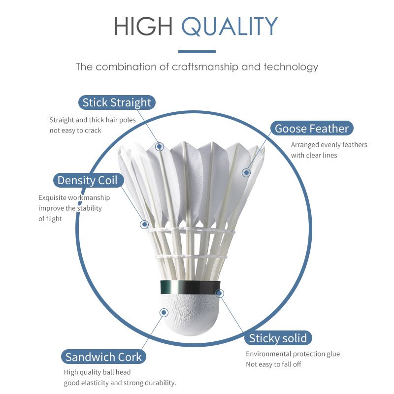 YOUNGJOY Shuttlecock Badminton goose Feather shuttlecock Composite Head durable club training shuttlecock