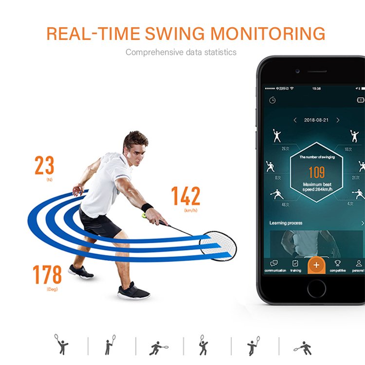 Badminton Sensor Racket Tracker Motion Detector