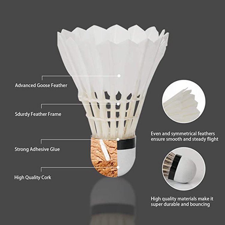 Goose Feather Badminton Shuttlecocks Advanced Shuttlecocks High Speed Badminton Balls with Great Stability and Durability