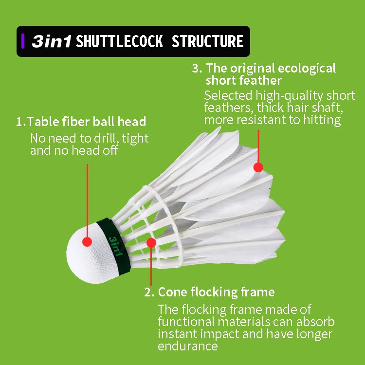 Cheap Badminton Shuttlecock Goose Feather Durable Long-life Feather Shuttlecock Badminton