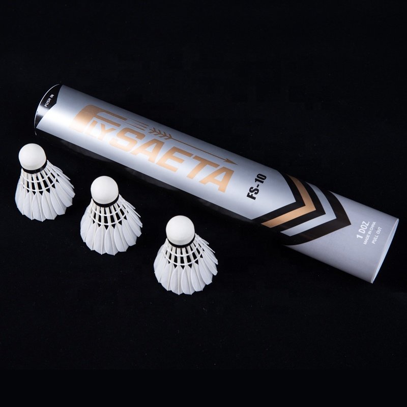 Best quality badminton shuttlecock goose feather shuttlecock FS-10 professional training aeroplane shuttlecock eg1130 AS50 OEM