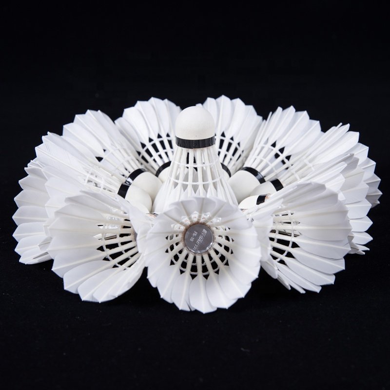 Best quality badminton shuttlecock goose feather shuttlecock FS-10 professional training aeroplane shuttlecock eg1130 AS50 OEM