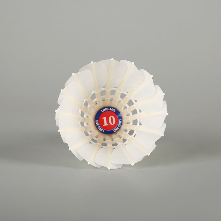 Lingmei 10 Wholesale Durable Stable Class a Goose Feather Shuttlecock with 2 Layers Cork Head for Indoor Sports Training