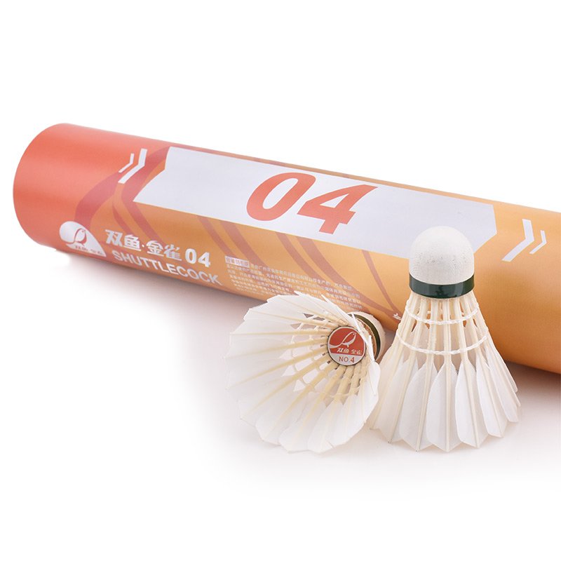 Double Fish JINQUE 04 shuttlecock cheap price durable 12 piece white colour natural feather badminton shuttlecock