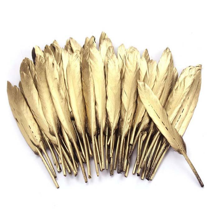 Wholesale Gold Glitter Craft Goose Plume Feather for Wedding Centerpieces Decoration