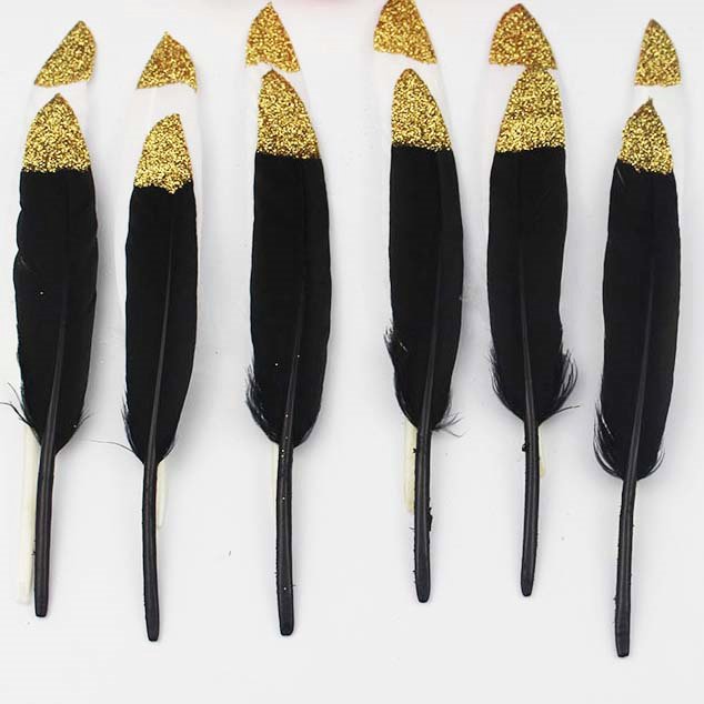 Wholesale Gold Glitter Craft Goose Plume Feather for Wedding Centerpieces Decoration