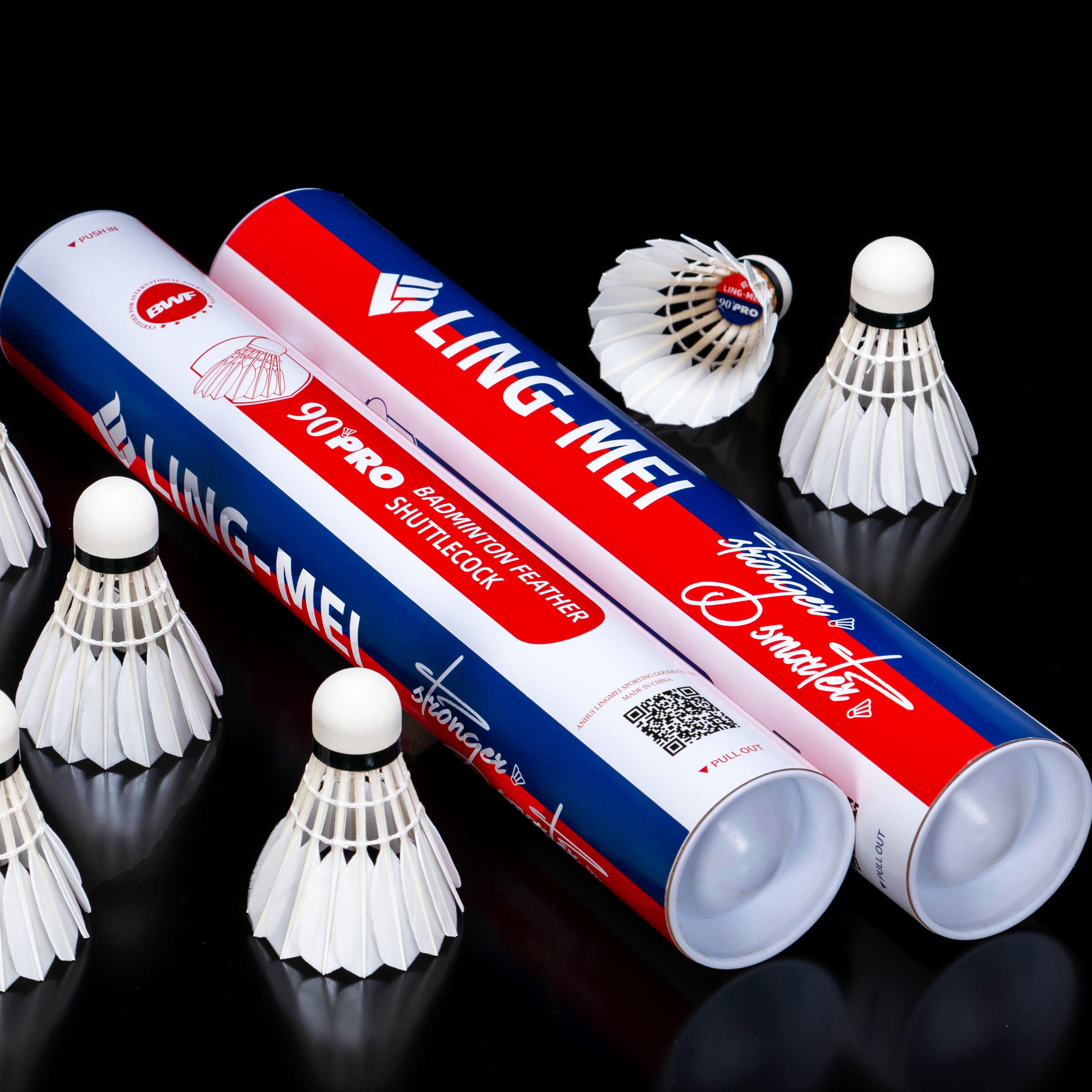 Hot Sales to Japan Korea Malaysia Best quality Best Price Sufficient Stock Badminton Shuttlecock Goose Feather LINGMEI-90PRO