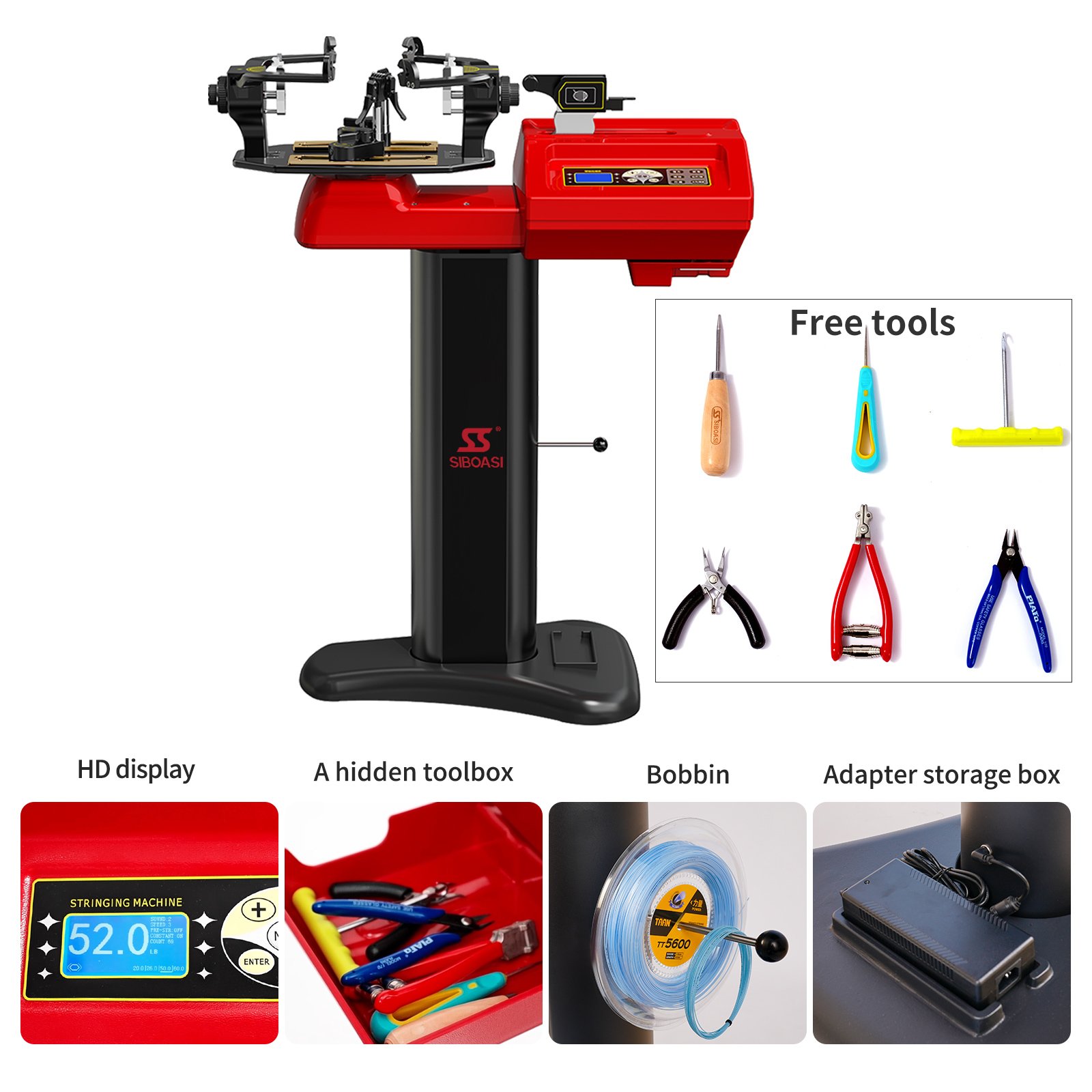 Electronic Automatic SIBOASI S6 Stringing Machine Double Use For Tennis Racket And Badminton Racket Stringing Machine