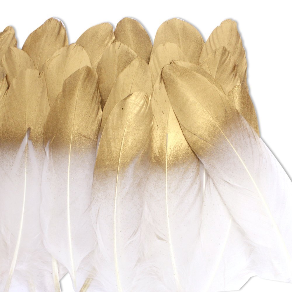 DIY Feather Crafts Wholesale Goose Feather Top Selling Gold Loose Goose Feather Suppliers Goose Suppliers