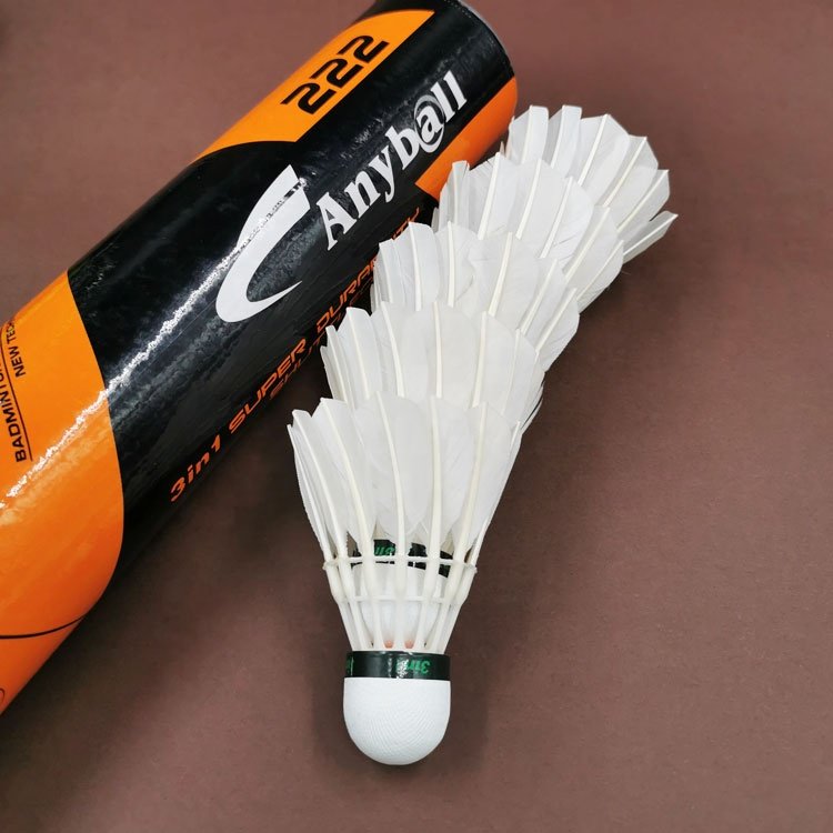 Durable Natural Feather 3in1 Hybrid Shuttlecock Model Anyball 222 Badminton Shuttlecock with 3in1 Structure for Sport