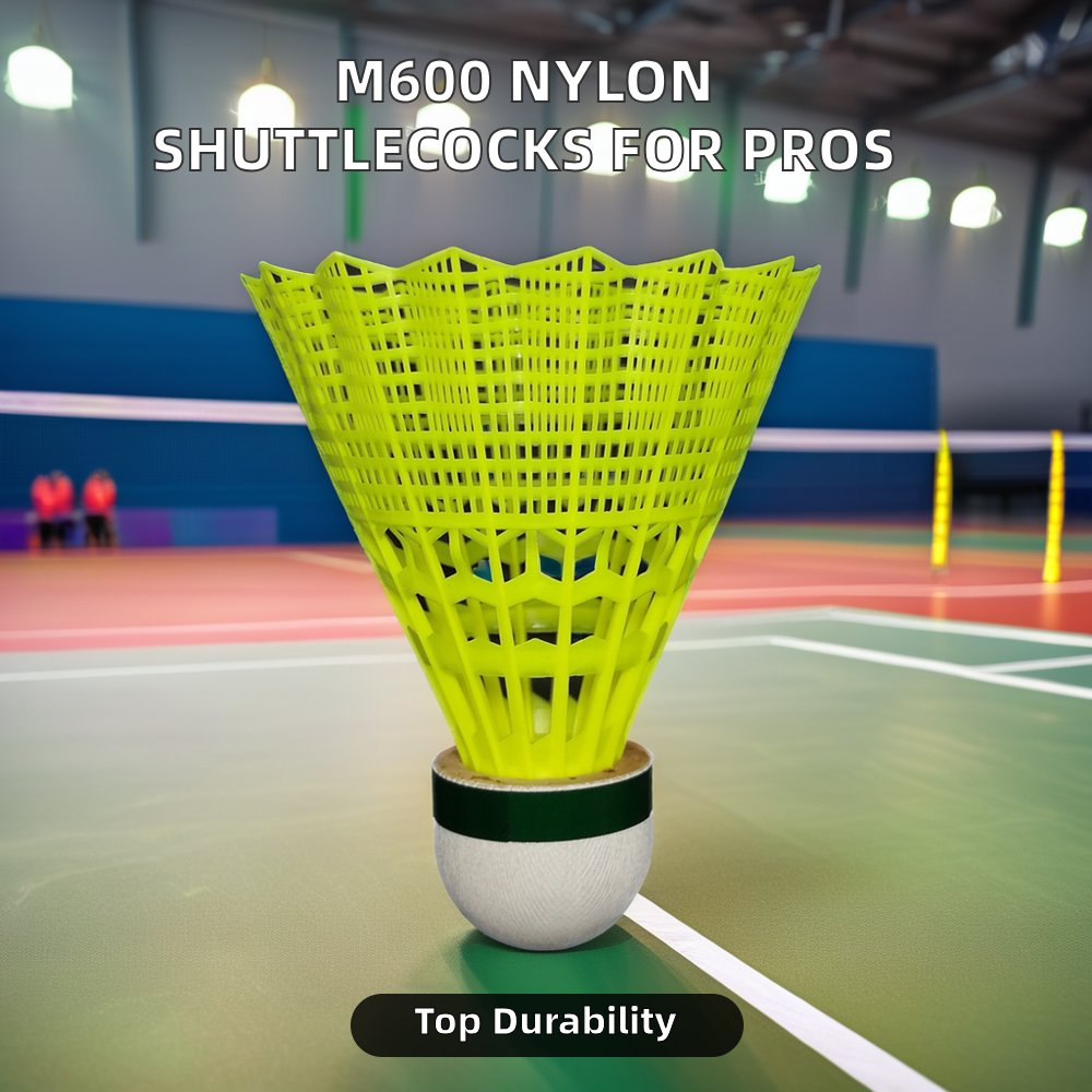 Factory Wholesale M600 Nylon Shuttlecock Badminton for Professional Competition and Outdoor Training with PU Cork Head